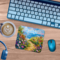 Personalized name example on mouse pad. Sublimated design detail – no peeling. Designed and made by Tammi Oribello Designs
